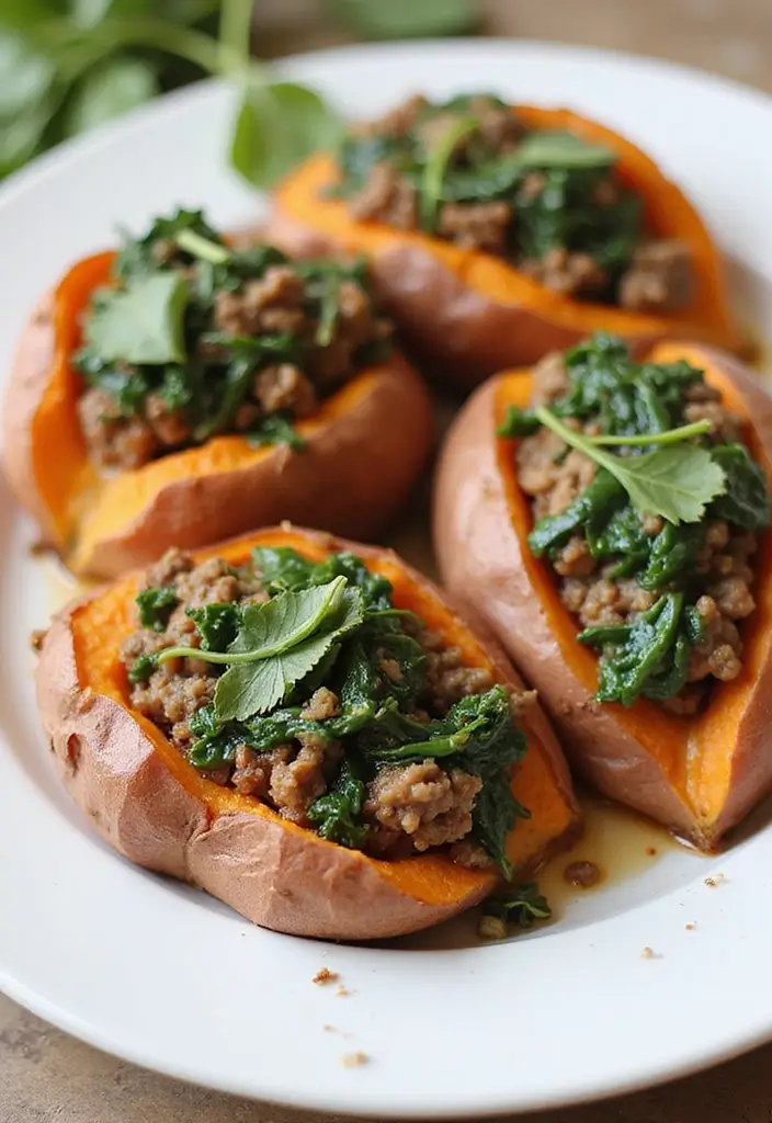 25 AIP Ground Beef Recipes for the Autoimmune Paleo Diet 55 25 AIP Ground Beef Recipes for the Autoimmune Paleo Diet - 11. AIP Beef and Spinach Stuffed Sweet Potatoes