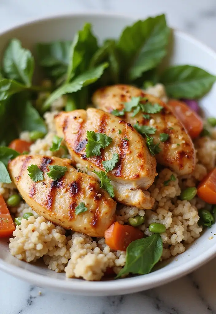 25 Paleo Cauliflower Rice Recipes for Low Carb Eating - 20. Cauliflower Rice Bowl with Grilled Chicken
