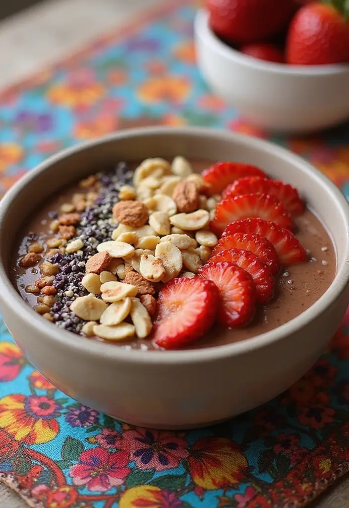 25 Paleo Chocolate Dessert Recipes That Feel Like Indulgence - 16. Chocolate Strawberry Smoothie Bowl