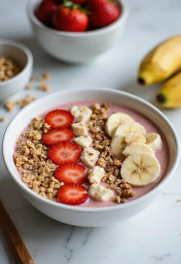 25 Paleo Egg Free Recipes for Allergy Friendly Eating 80 25 Paleo Egg Free Recipes for Allergy Friendly Eating - 16. Strawberry Banana Smoothie Bowl