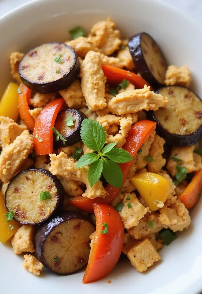 25 Paleo Shredded Chicken Recipes for Quick Meal Prep 69 25 Paleo Shredded Chicken Recipes for Quick Meal Prep - 15. Eggplant and Chicken Stir-Fry