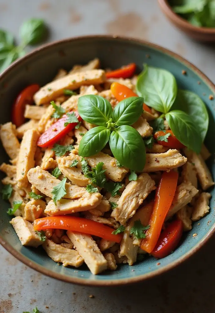 25 Paleo Shredded Chicken Recipes for Quick Meal Prep 86 25 Paleo Shredded Chicken Recipes for Quick Meal Prep - 18. Thai Basil Chicken Bowls