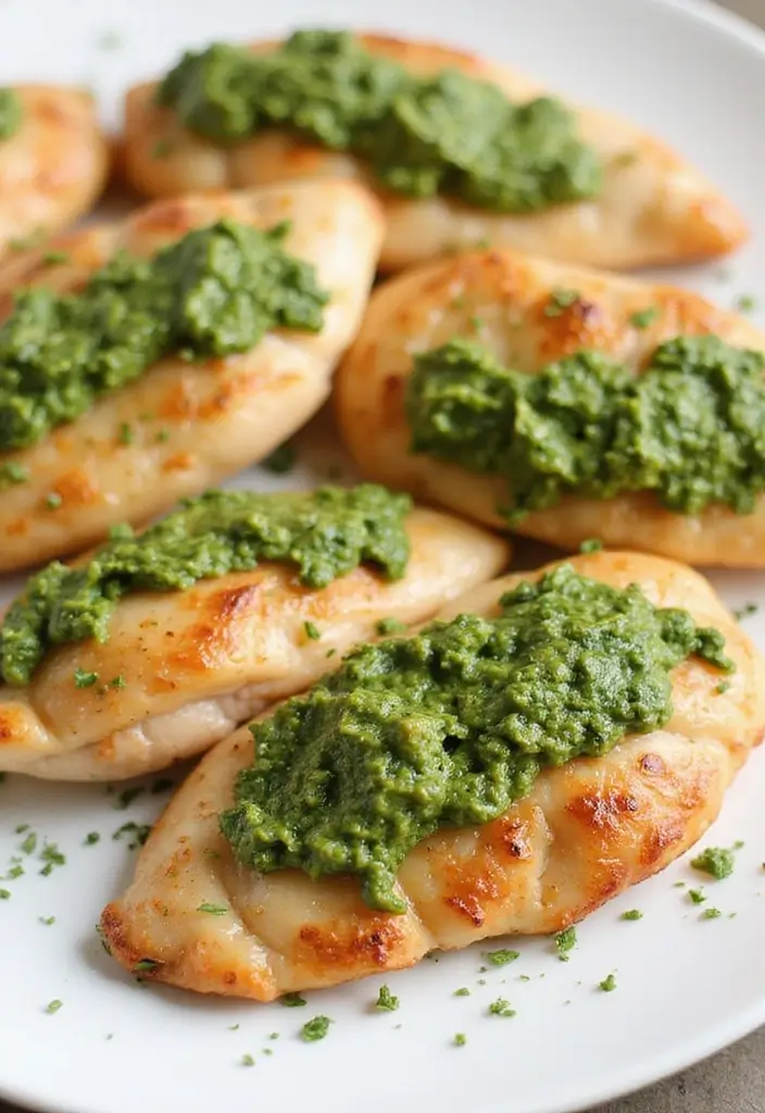 30+ High Protein Paleo Recipes for Strength and Energy - 18. Pesto Stuffed Chicken Breasts