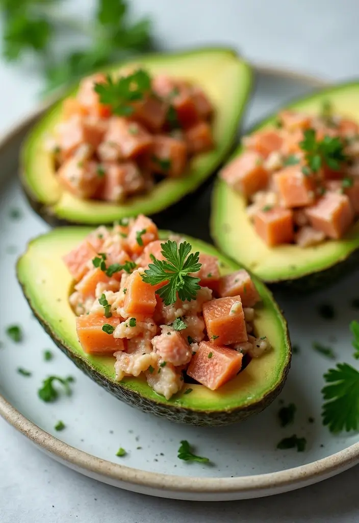 30+ High Protein Paleo Recipes for Strength and Energy - 20. Tuna Salad Stuffed Avocados