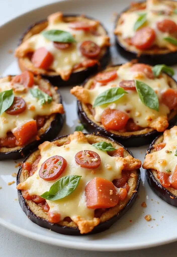 30+ High Protein Paleo Recipes for Strength and Energy - 21. Eggplant Pizza Bites