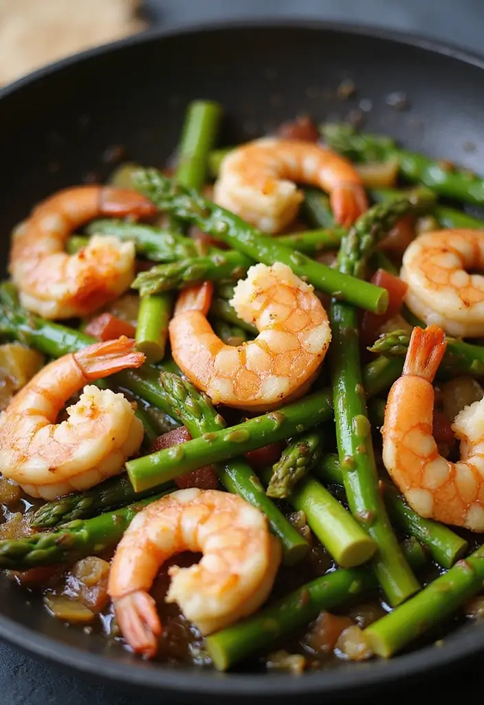 30+ High Protein Paleo Recipes for Strength and Energy - 23. Shrimp and Asparagus Stir-Fry