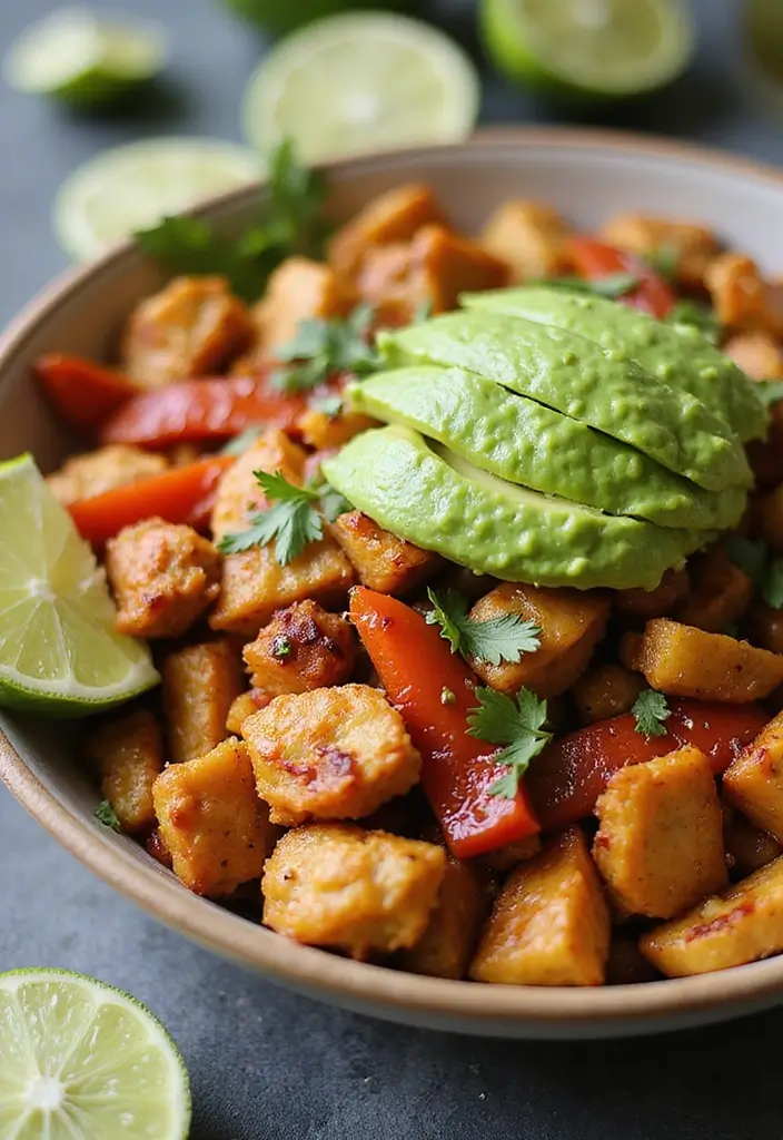 30+ High Protein Paleo Recipes for Strength and Energy - 27. Chicken Fajita Bowl