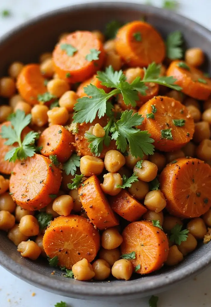 30+ High Protein Paleo Recipes for Strength and Energy - 29. Moroccan Spiced Carrots with Chickpeas