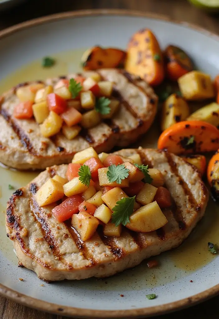 30+ High Protein Paleo Recipes for Strength and Energy - 6. Grilled Pork Chops with Apple Salsa