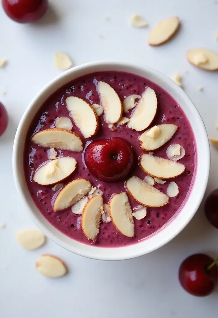 30+ Low Carb Paleo Breakfast Recipes to Start Your Day Right - 10. Cherry Almond Smoothie Bowl