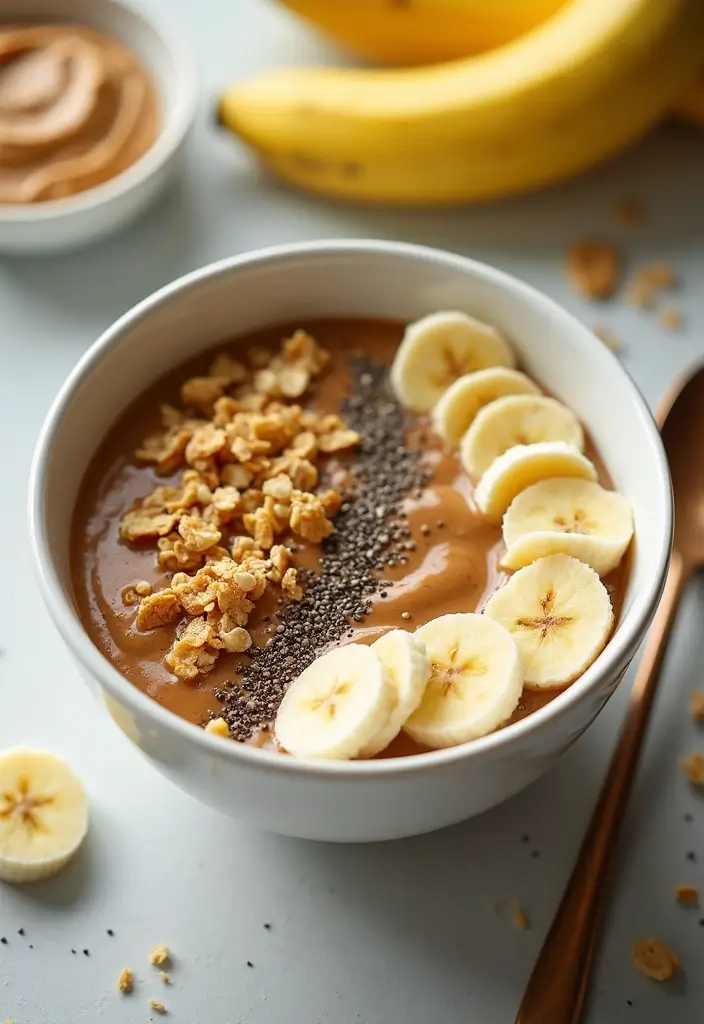 30+ Low Carb Paleo Breakfast Recipes to Start Your Day Right - 13. Peanut Butter Banana Smoothie Bowl