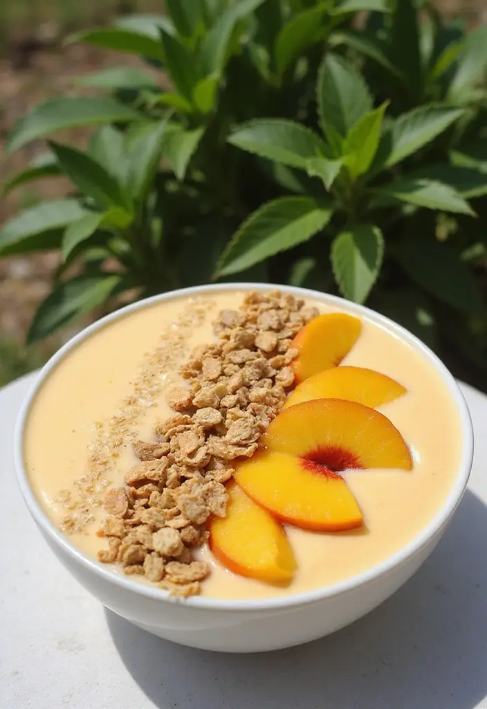 30+ Low Carb Paleo Breakfast Recipes to Start Your Day Right - 19. Ginger Peach Smoothie Bowl
