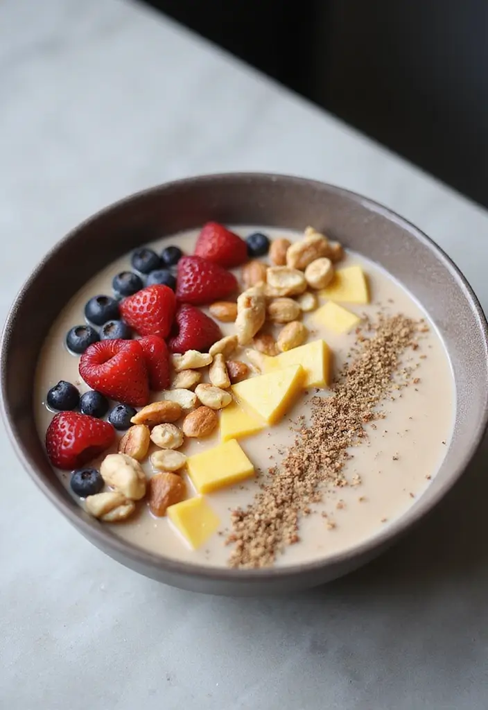 30+ Low Carb Paleo Breakfast Recipes to Start Your Day Right - 20. Creamy Vanilla Protein Smoothie Bowl
