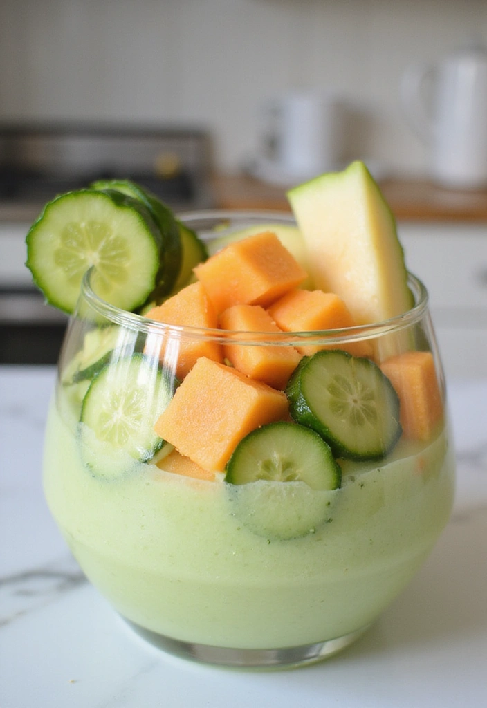 30+ Low Carb Paleo Breakfast Recipes to Start Your Day Right - 28. Cucumber Melon Smoothie Bowl