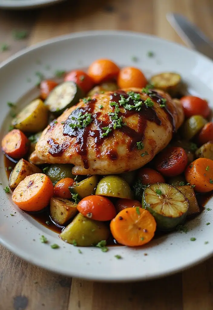 30+ Paleo Diet Dinner Recipes for Every Night of the Week 81 30+ Paleo Diet Dinner Recipes for Every Night of the Week - 17. Balsamic Glazed Chicken with Vegetables