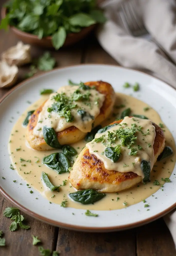 30+ Paleo Diet Dinner Recipes for Every Night of the Week 93 30+ Paleo Diet Dinner Recipes for Every Night of the Week - 19. Creamy Garlic Chicken with Spinach