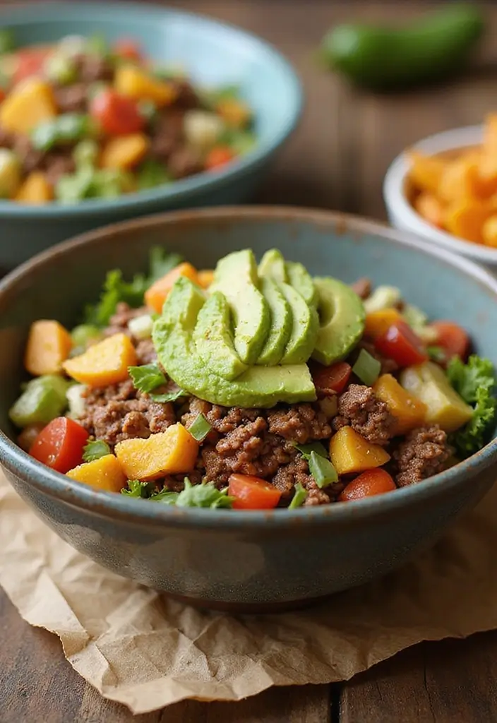 30+ Paleo Ground Beef Recipes for Simple Healthy Meals 81 30+ Paleo Ground Beef Recipes for Simple Healthy Meals - 15. Taco Salad Bowls