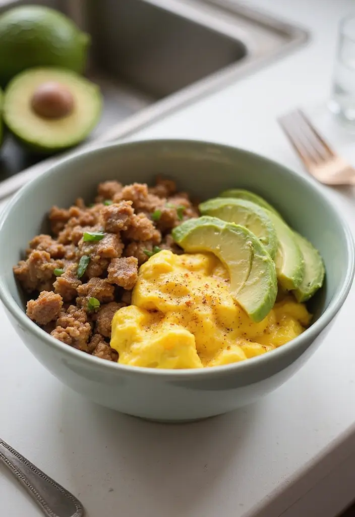 30+ Paleo Ground Turkey Recipes for High Protein Meals - 11. Ground Turkey and Egg Breakfast Bowl