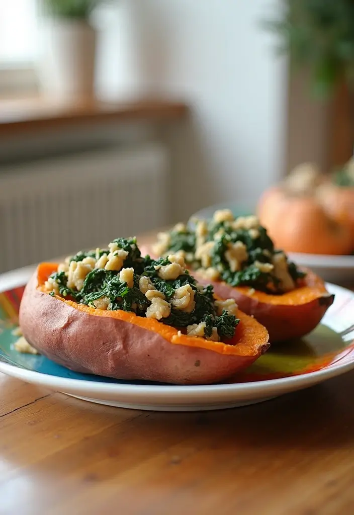 30+ Paleo Ground Turkey Recipes for High Protein Meals - 26. Turkey and Spinach Stuffed Sweet Potatoes