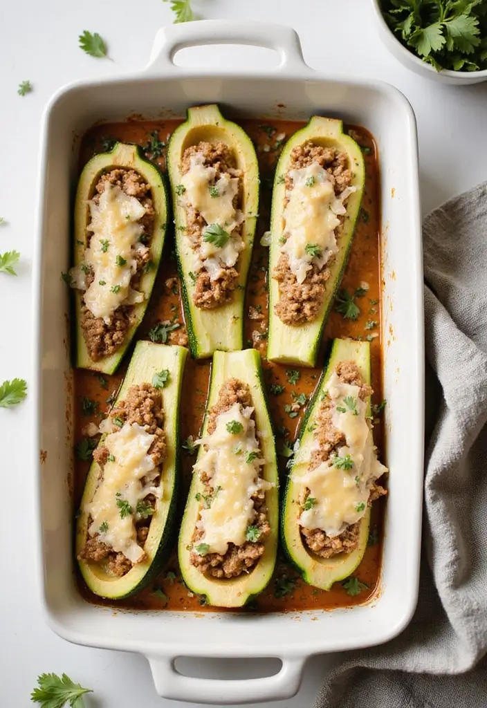 30+ Paleo Ground Turkey Recipes for High Protein Meals - 4. Ground Turkey Zucchini Boats