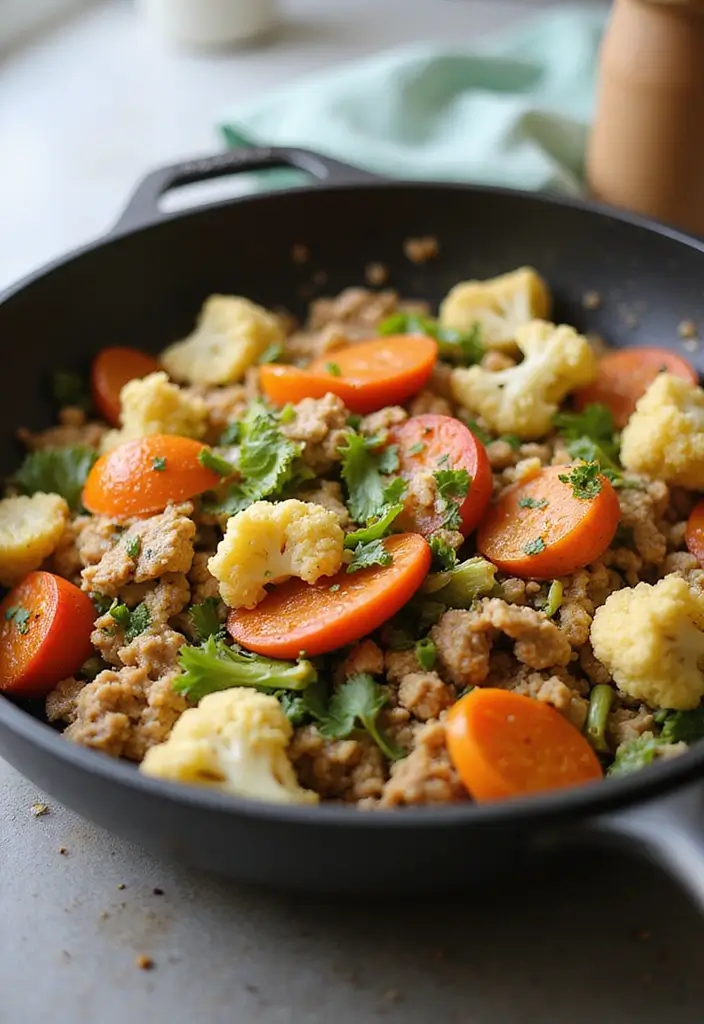 30+ Paleo Ground Turkey Recipes for High Protein Meals - 5. Spicy Turkey and Cauliflower Stir-Fry