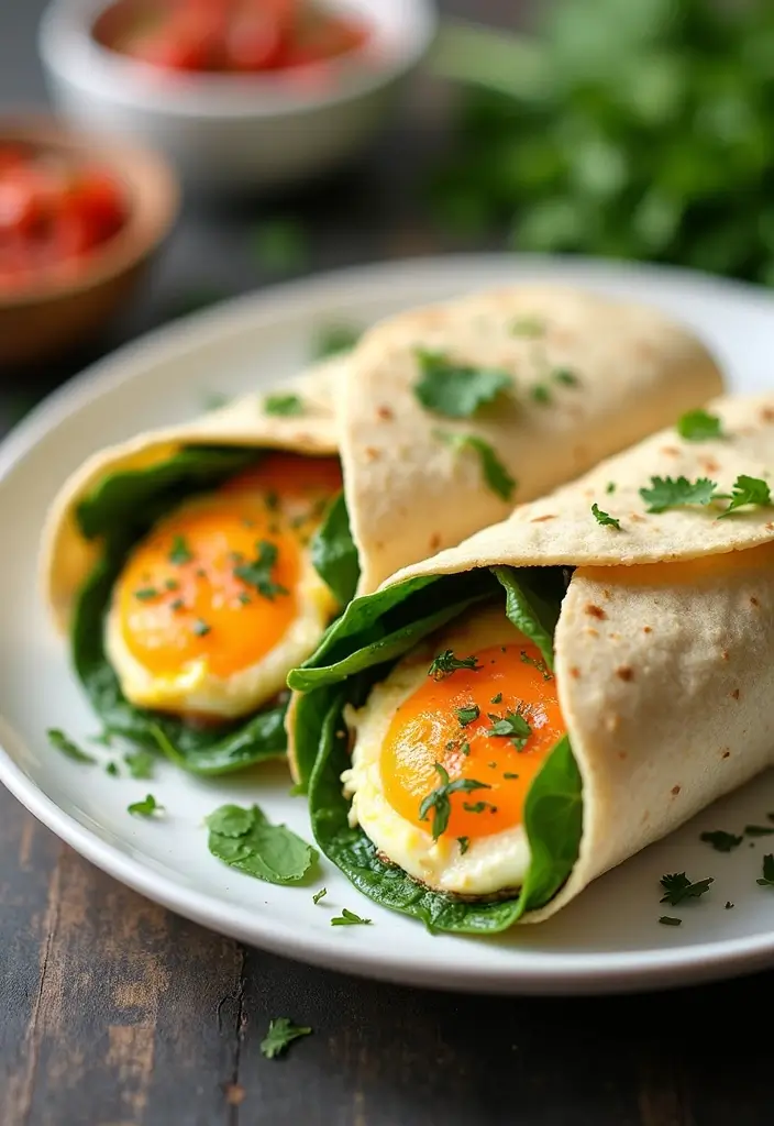 30+ Paleo Recipes on the Go for Busy, Healthy Lifestyles 71 30+ Paleo Recipes on the Go for Busy, Healthy Lifestyles - 13. Egg and Spinach Breakfast Wrap