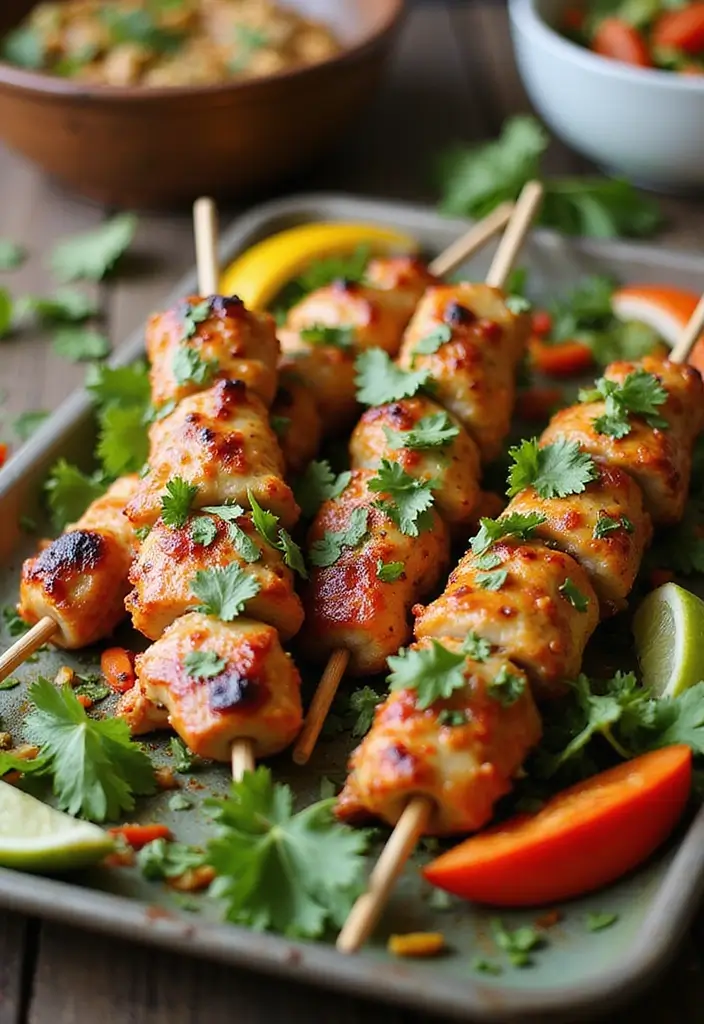30+ Paleo Sheet Pan Recipes That Make Dinner Effortless 90 30+ Paleo Sheet Pan Recipes That Make Dinner Effortless - 14. Thai Chicken Satay Skewers
