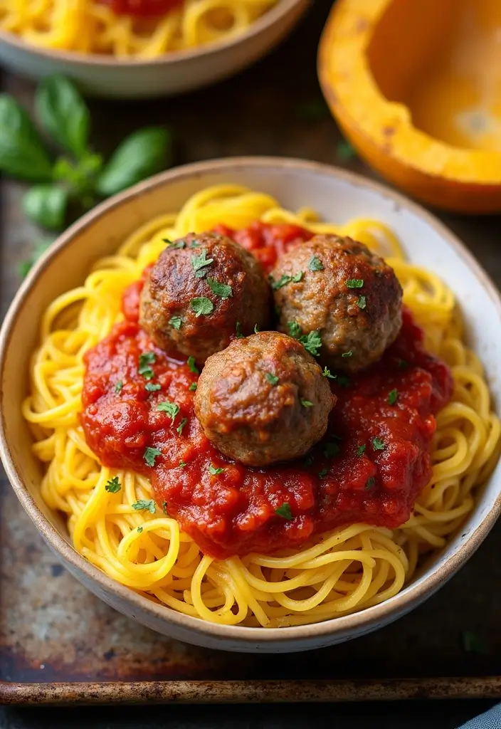 30+ Paleo Sheet Pan Recipes That Make Dinner Effortless 95 30+ Paleo Sheet Pan Recipes That Make Dinner Effortless - 15. Spaghetti Squash and Meatballs