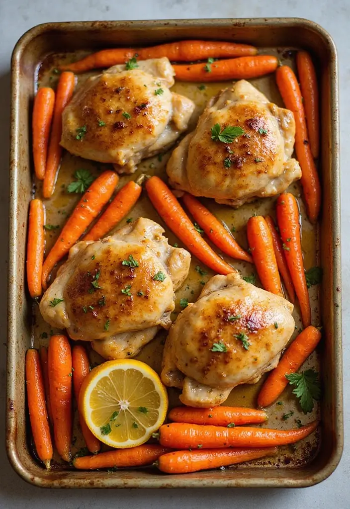 30+ Paleo Sheet Pan Recipes That Make Dinner Effortless 104 30+ Paleo Sheet Pan Recipes That Make Dinner Effortless - 16. Honey Mustard Chicken and Carrots