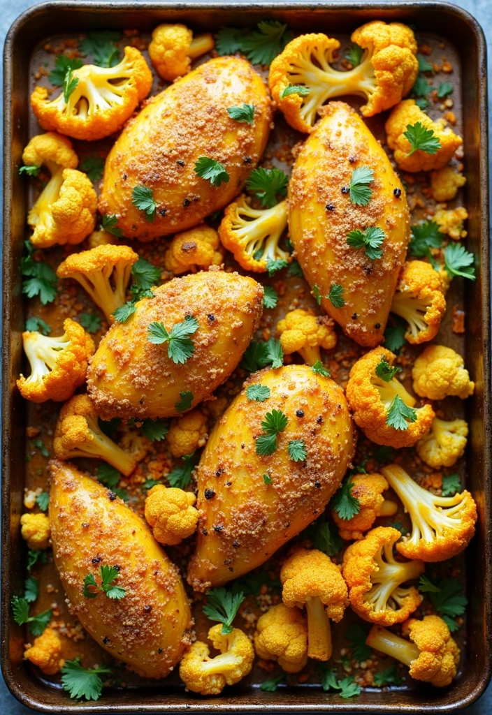 30+ Paleo Sheet Pan Recipes That Make Dinner Effortless 109 30+ Paleo Sheet Pan Recipes That Make Dinner Effortless - 17. Coconut Curry Chicken with Cauliflower