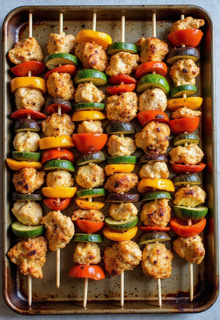30+ Paleo Sheet Pan Recipes That Make Dinner Effortless 130 30+ Paleo Sheet Pan Recipes That Make Dinner Effortless - 20. Chicken and Veggie Skewers