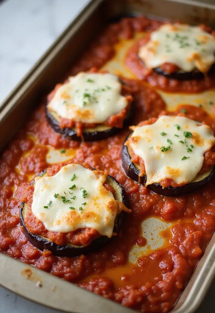 30+ Paleo Sheet Pan Recipes That Make Dinner Effortless 153 30+ Paleo Sheet Pan Recipes That Make Dinner Effortless - 23. Eggplant Parmesan Bake