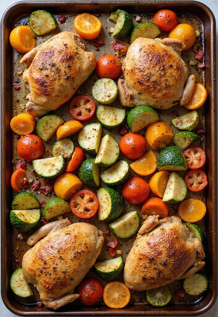 30+ Paleo Sheet Pan Recipes That Make Dinner Effortless 32 30+ Paleo Sheet Pan Recipes That Make Dinner Effortless - 6. Mediterranean Roasted Veggies and Chicken