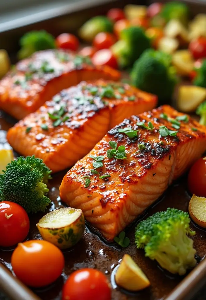 30+ Paleo Sheet Pan Recipes That Make Dinner Effortless 48 30+ Paleo Sheet Pan Recipes That Make Dinner Effortless - 8. Teriyaki Salmon and Veggie Bake