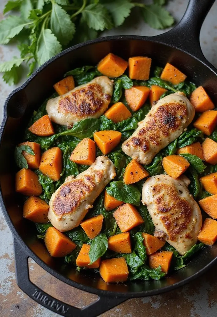 30+ Paleo Sweet Potato Recipes Full of Flavor and Comfort 145 30+ Paleo Sweet Potato Recipes Full of Flavor and Comfort - 25. Sweet Potato & Chicken Skillet