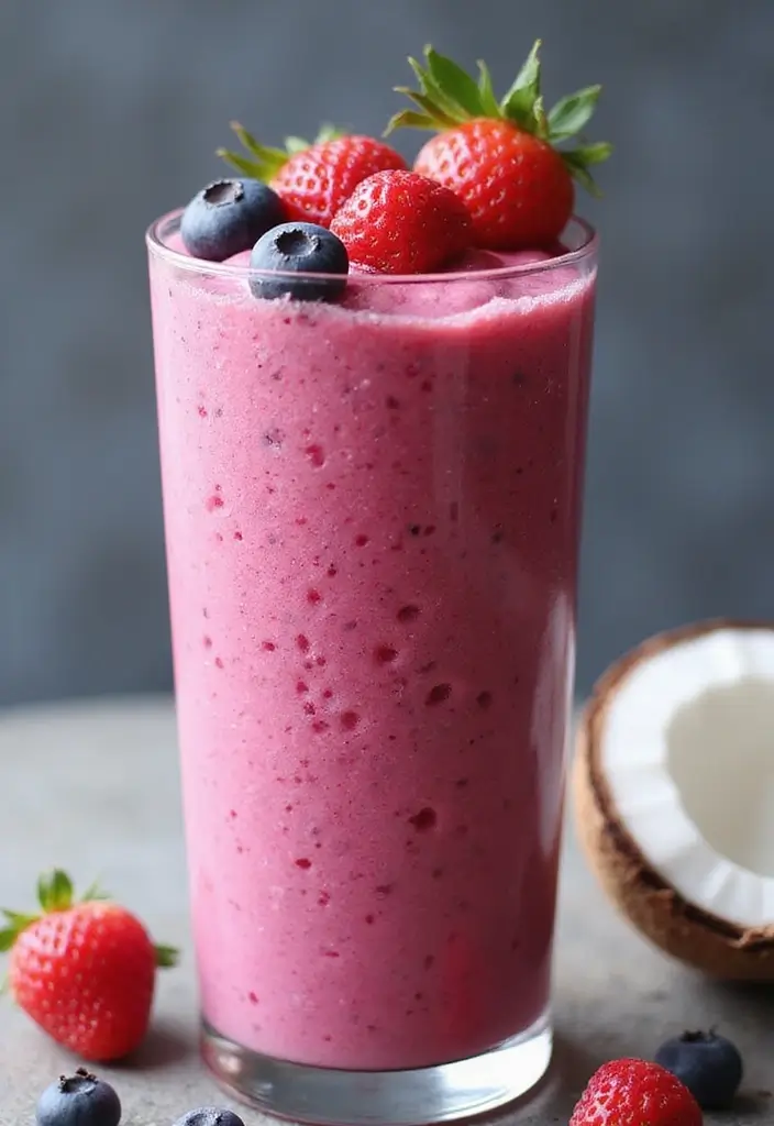 30+ Paleo Whole 30 Recipes That Are Healthy and Satisfying 147 30+ Paleo Whole 30 Recipes That Are Healthy and Satisfying - 25. Berry Coconut Smoothie